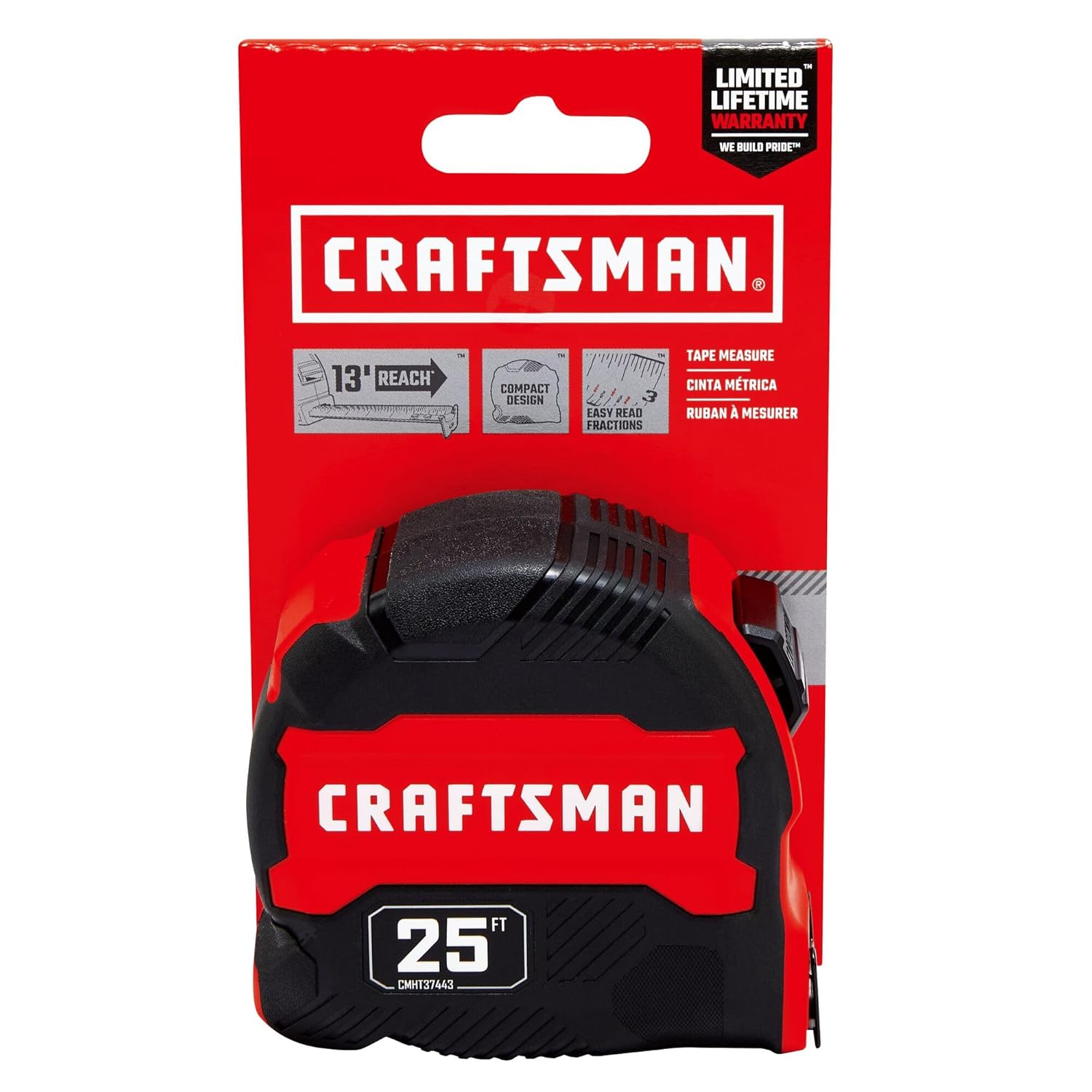CRAFTSMAN 25-Ft Tape Measure with Fraction Marketing, Retractable