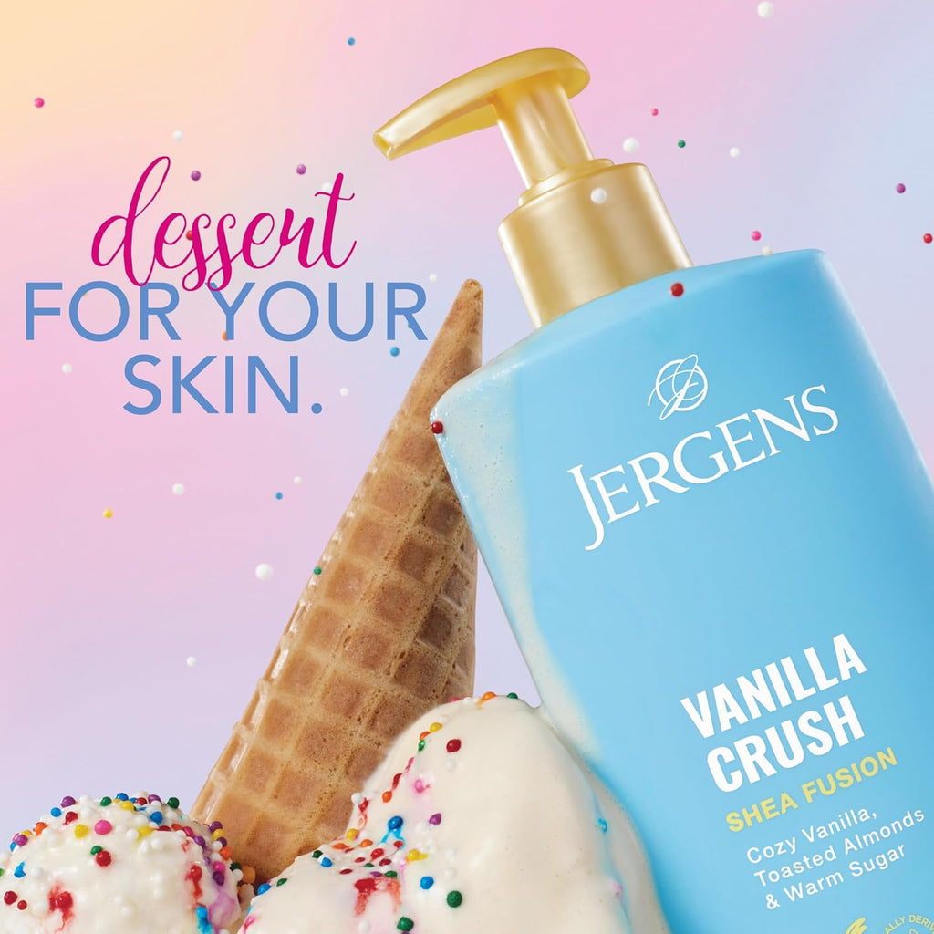 Jergens Shea Fusion Vanilla Crush Body Lotion for Dry Skin, Moisturizing Body