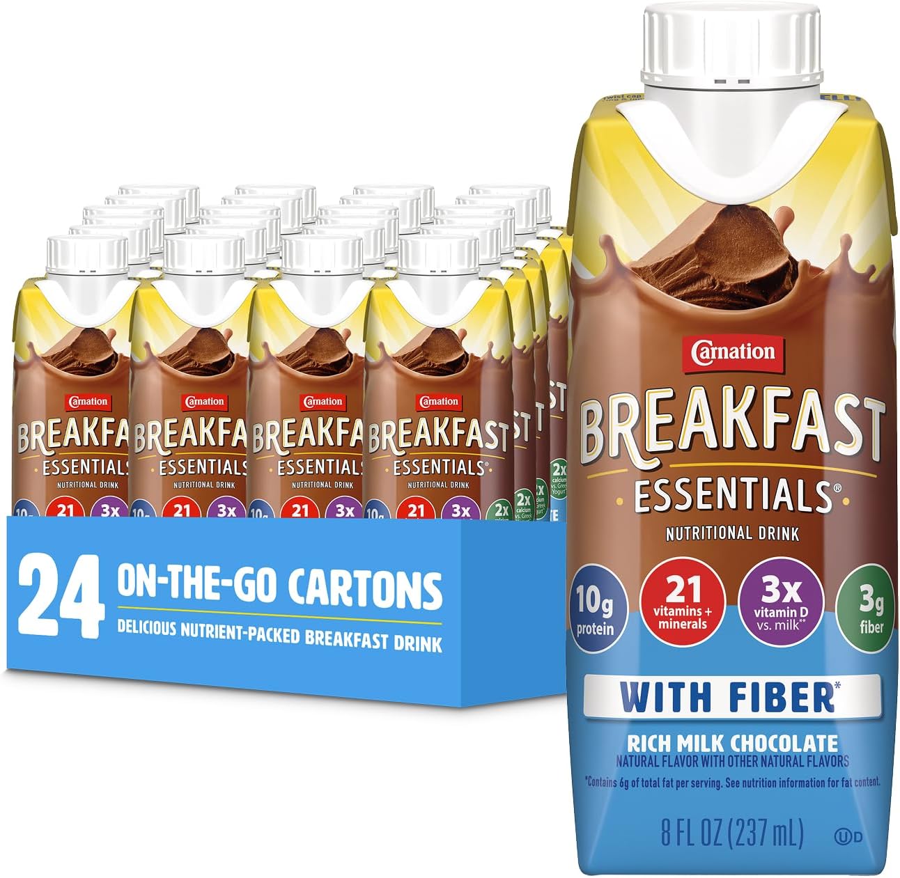 Carnation Breakfast Essentials Ready to Drink with Fiber, Rich Milk