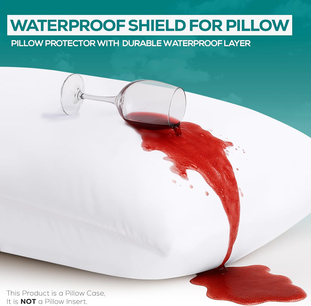Set of 4 Pillow Protectors with Zipper Standard Size, Bed Bug and Dust Mite