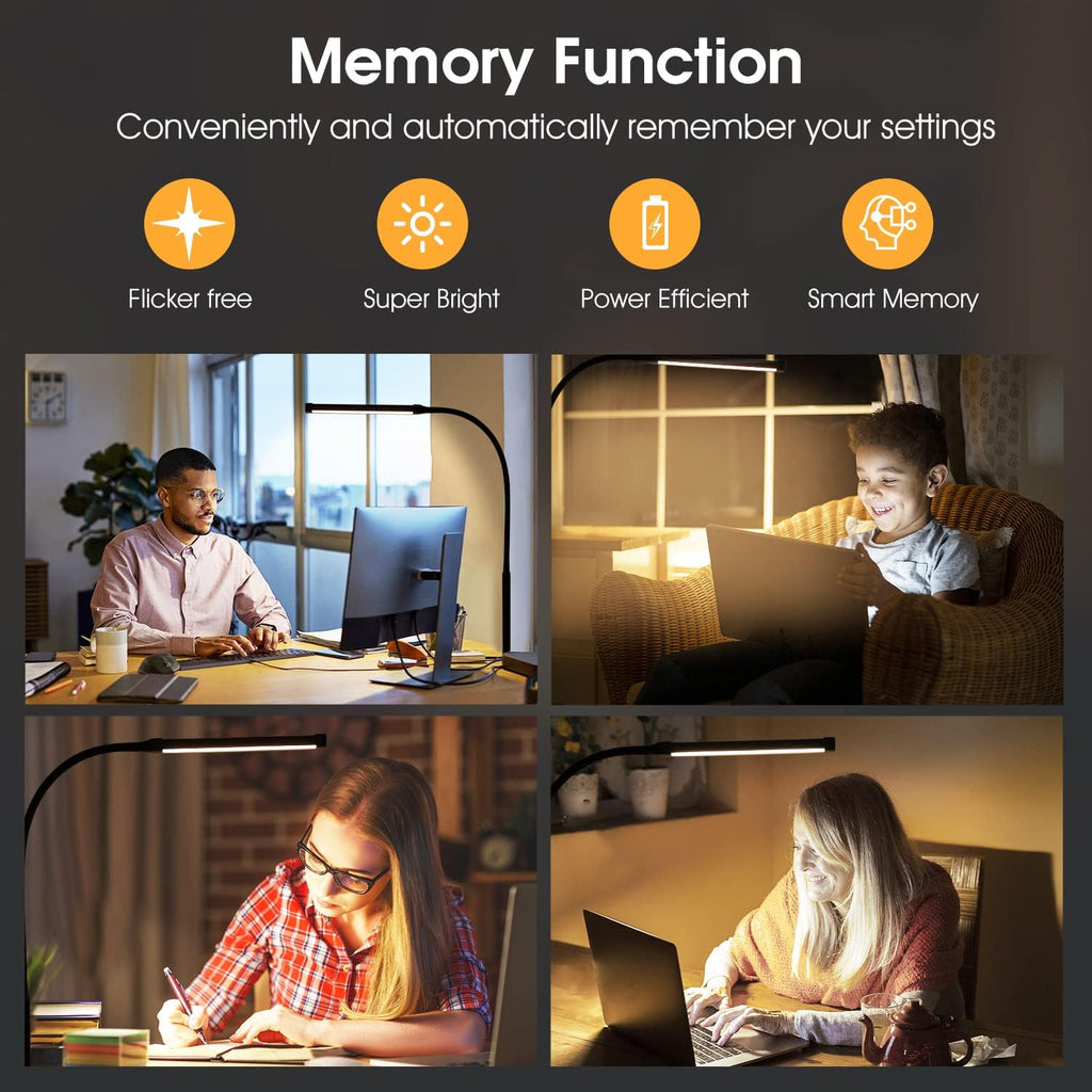 Voncerus LED Desk Lamp with Clamp, Eye-Caring Clip on Lights for Home Office