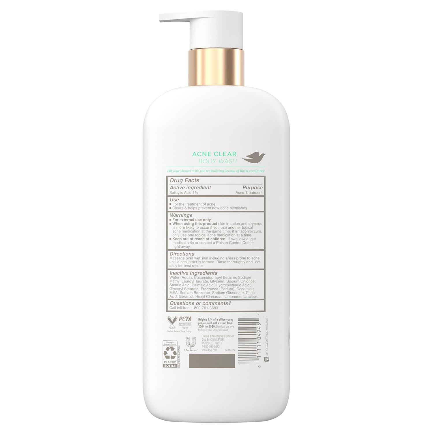 Dove Serum Body Wash Acne Clear for troubled skin with Salicylic Acid 18.5 Fl