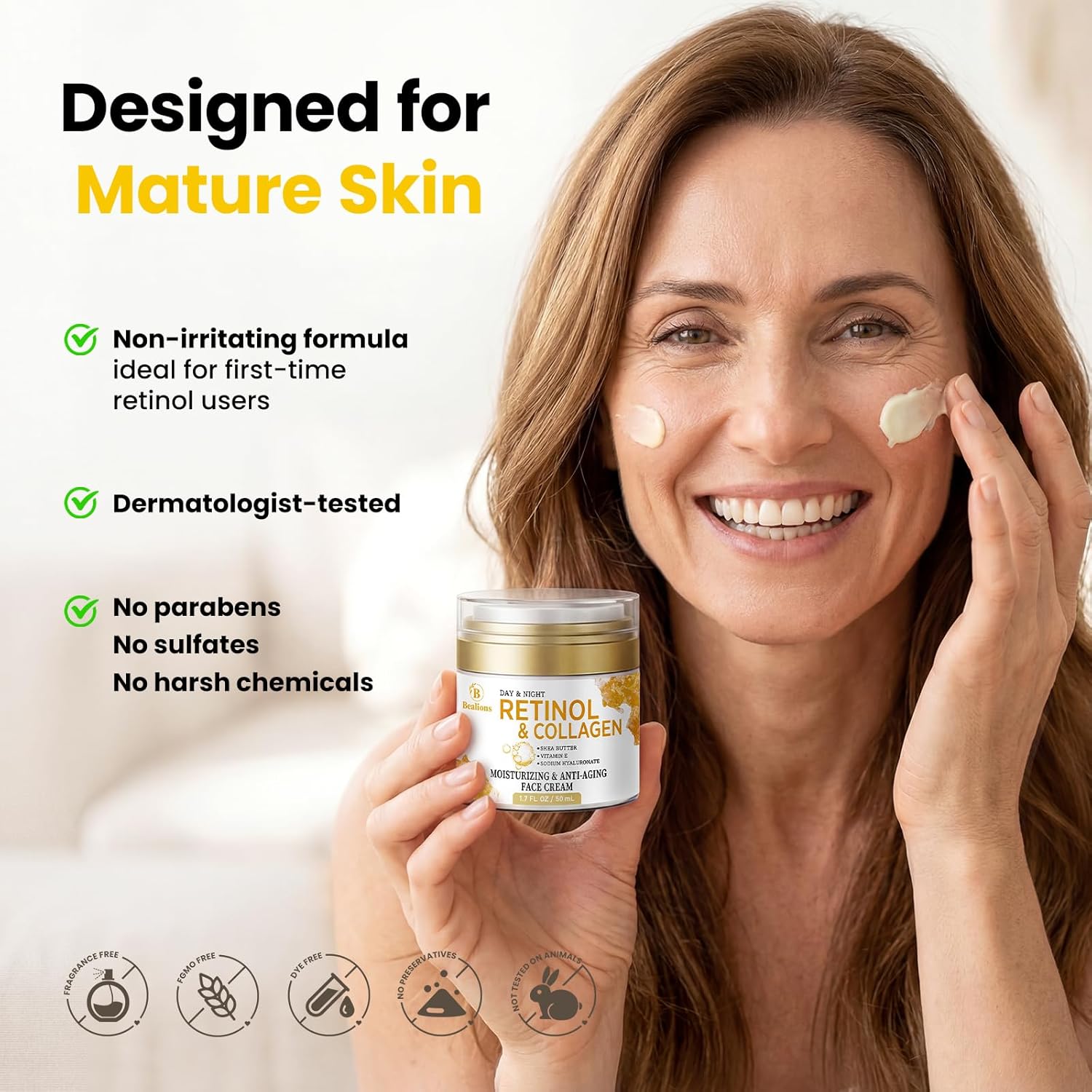 Retinol Cream for Face Anti Aging: Wrinkle Cream for Face Neck with Collagen