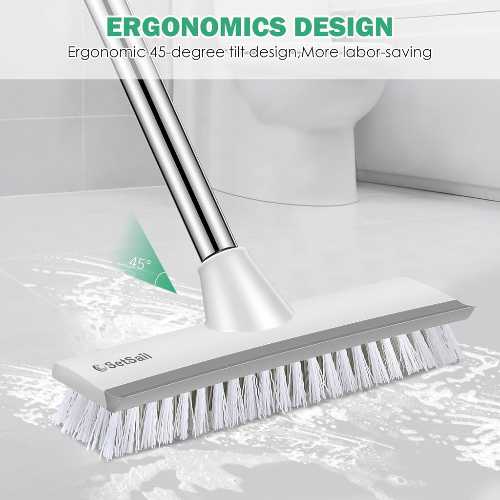 SetSail Floor Scrub Brush with 51-Inch Long Adjustable Handle 2 in 1 Scrape