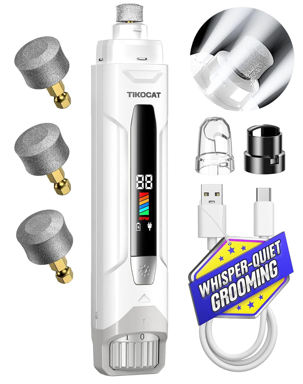 Whisper-Quiet Dog Nail Grinder 50%More Power for Sensitive Dogs,Cat