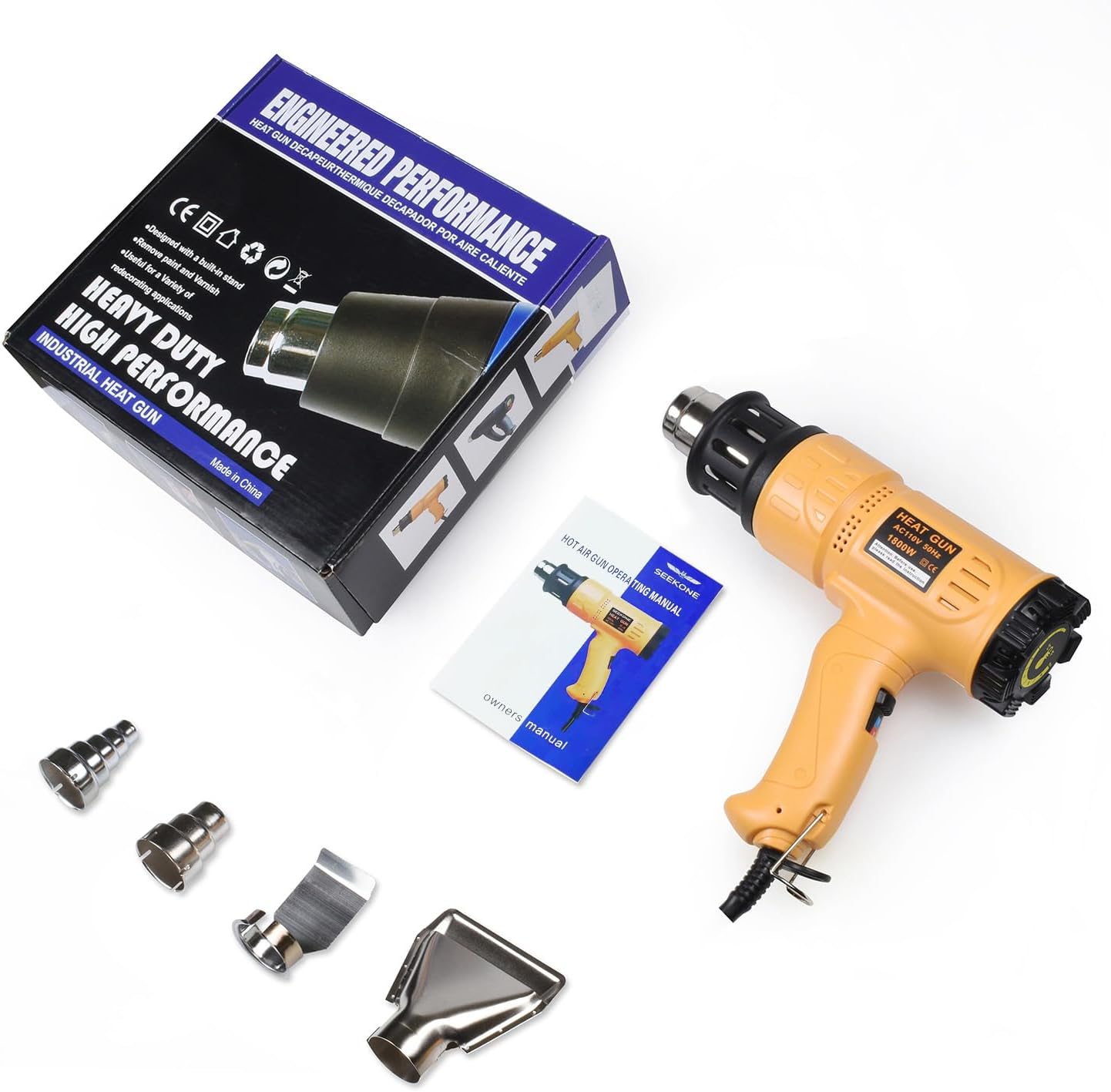 SEEKONE Heat Gun 1800W 122‰ãä-1202‰ãä•?ö50‰ãÄ- 650‰ãĕ?äFast Heating Heavy