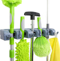 Amazon Basics Rectangular Heavy Duty Wall Mount Broom and Mop Holder, Sturdy