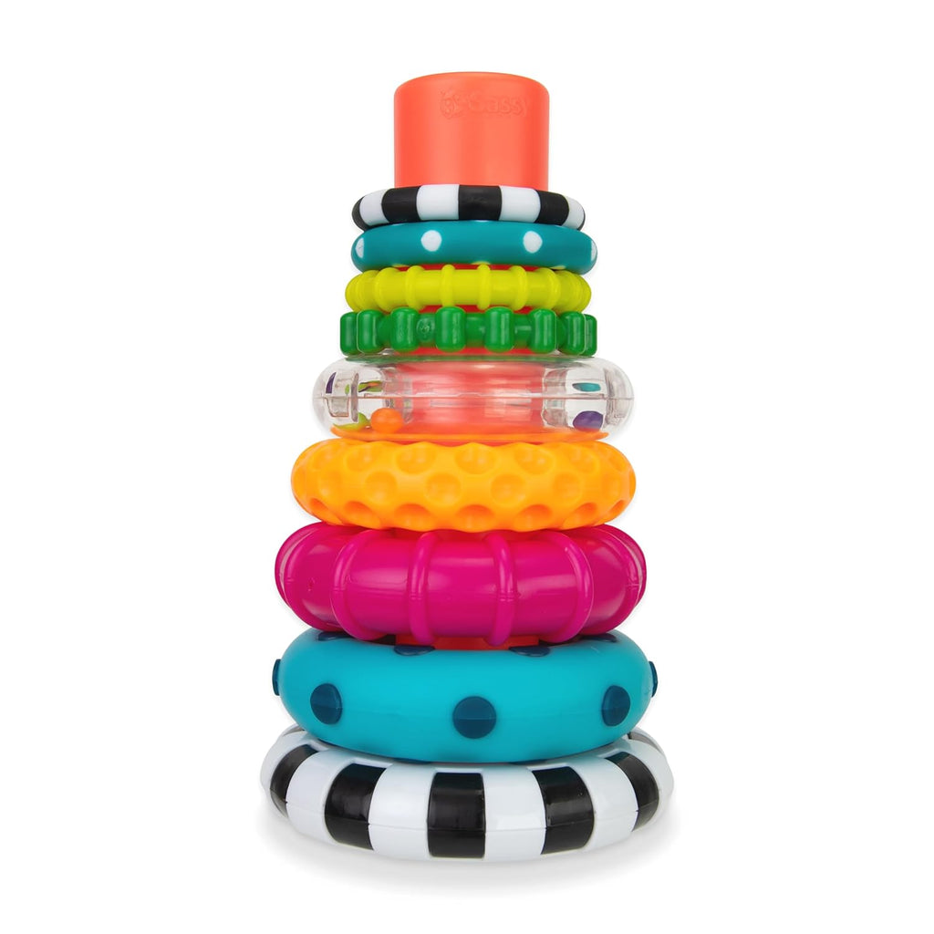 Sassy Stacks of Circles Stacking Ring STEM Learning Toy, Age 6+ Months