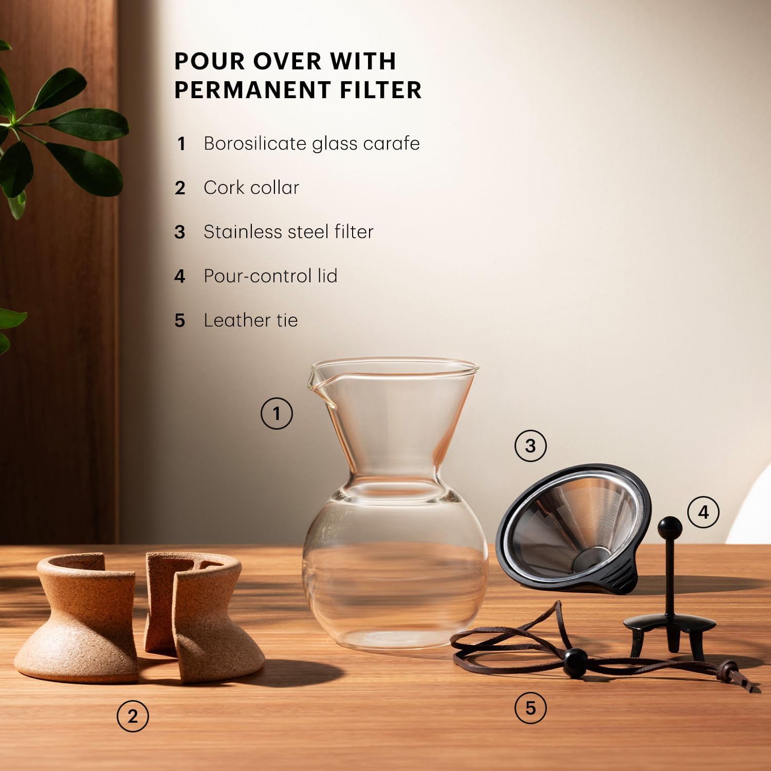 Bodum 34oz Pour Over Coffee Maker, High-Heat Borosilicate Glass with Reusable