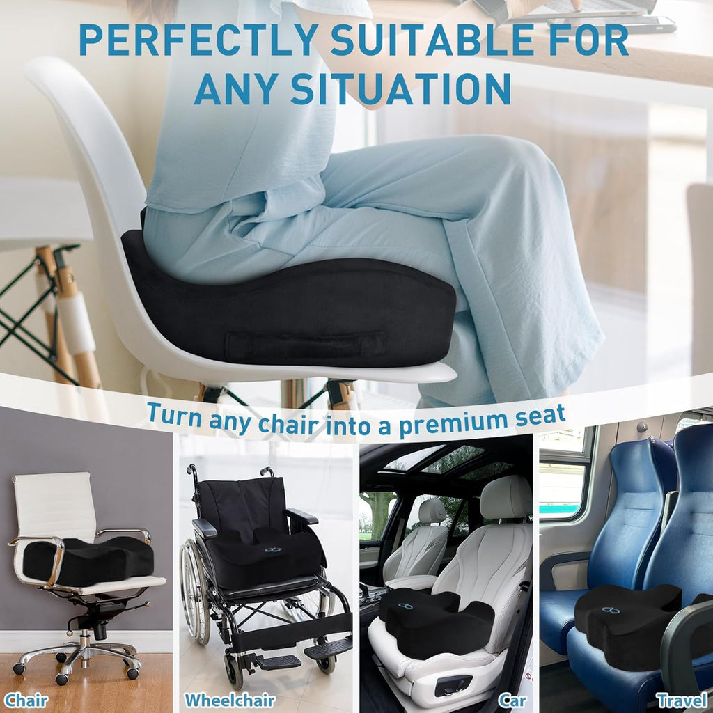 BlissTrends Seat Cushion with Velvet Cover, Thick Memory Foam Cushions for
