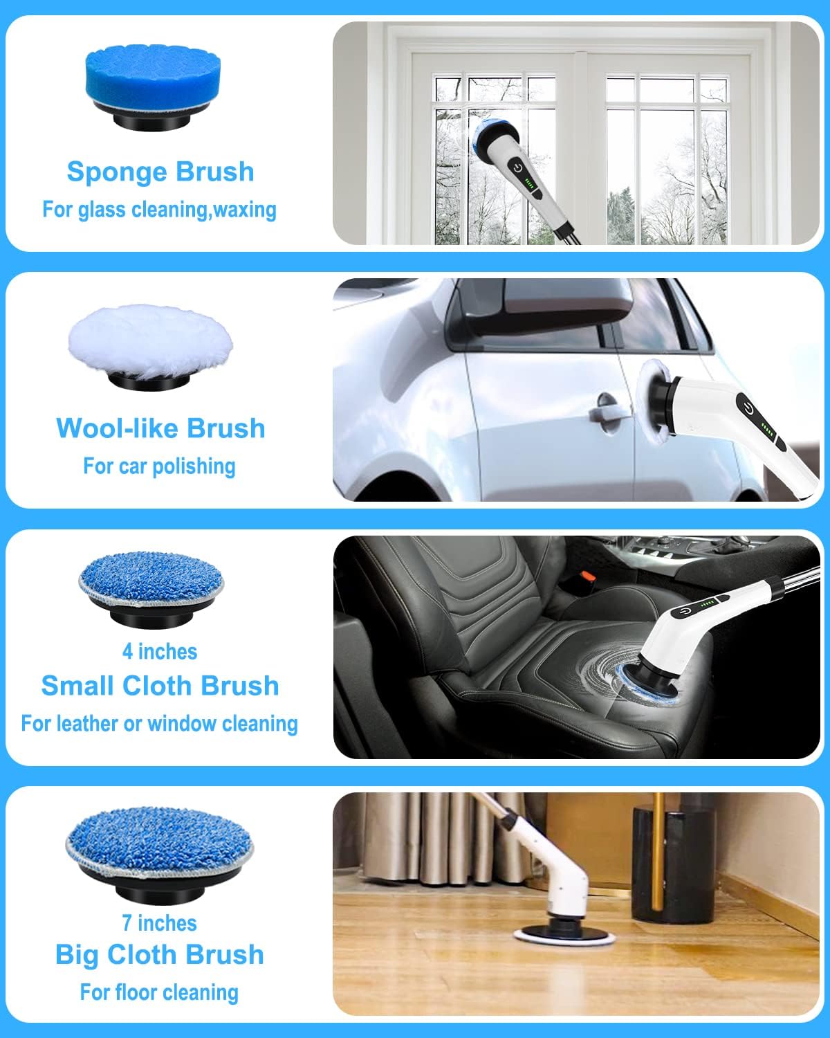 Leebein Electric Spin Scrubber, Cordless Cleaning Brush with 8 Replaceable