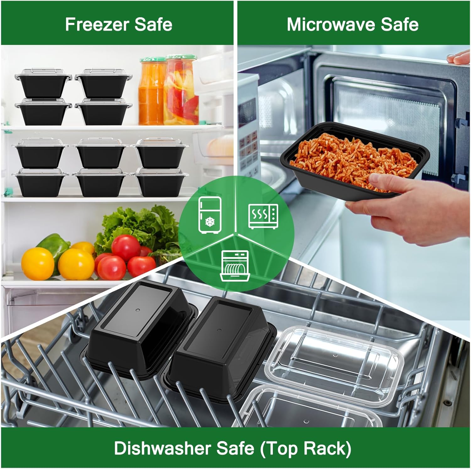 Dealusy 50 Pack (100-Piece) 24 oz Meal Prep Containers Reusable with Lids
