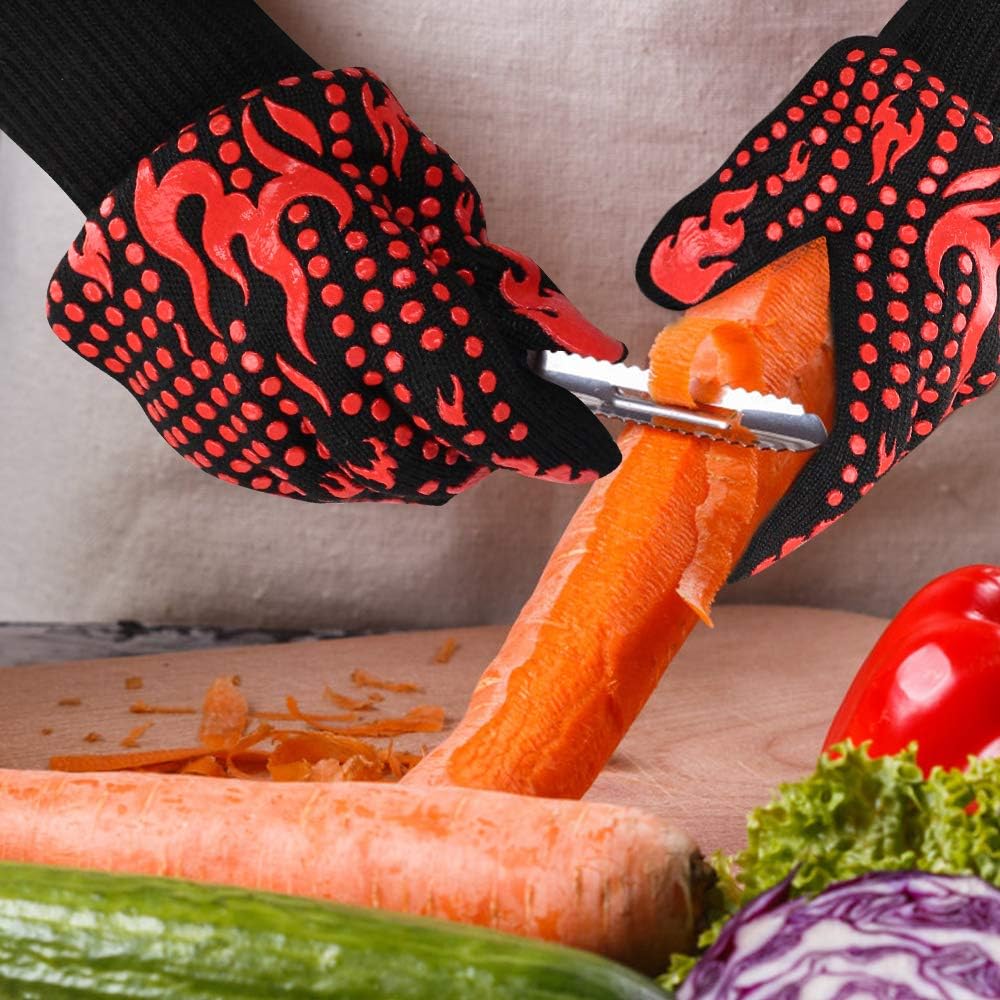 Comsmart BBQ Gloves, 1472 Degree F Heat Resistant Grilling Gloves Silicone