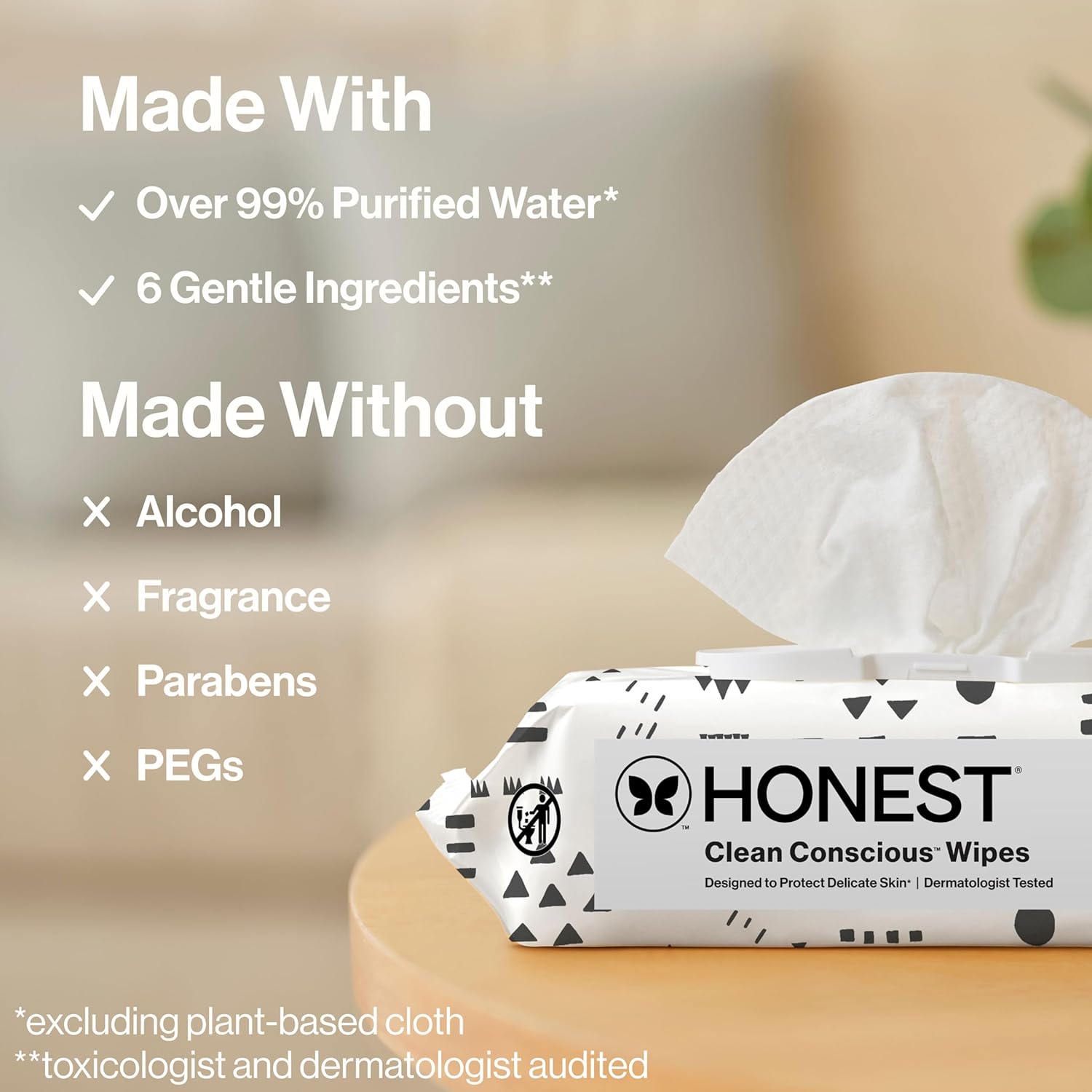 The Honest Company Baby Wipes for Sensitive Skin, Hypoallergenic