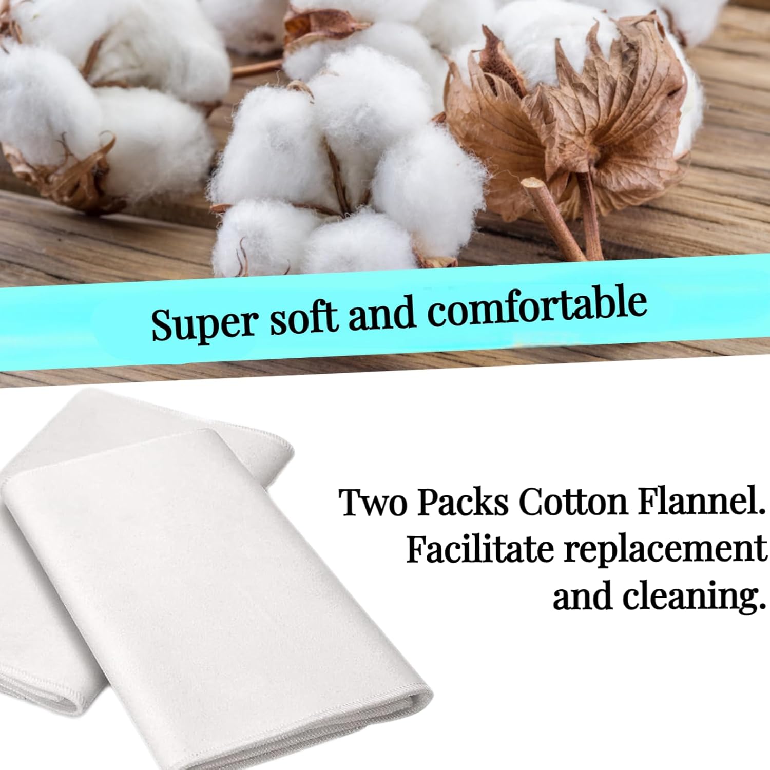 2 Pcs Organic Cotton Flannel for Castor Oil Pack Wrap, Reusable Castor Oil