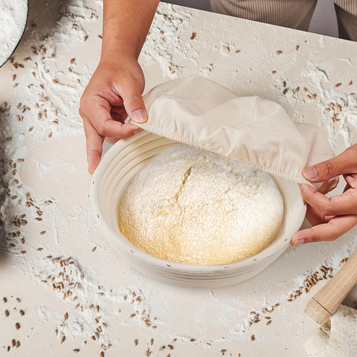 Dimpola Banneton Bread Proofing Basket - 9 inch Banneton Basket Set of 2