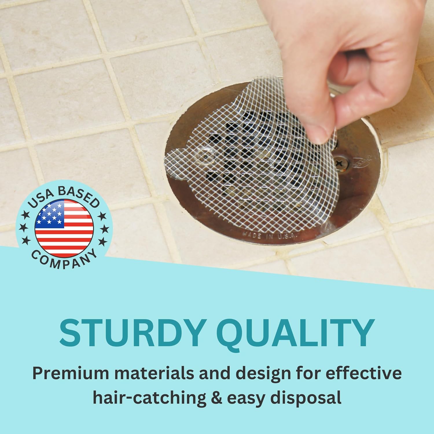 25 Pack Disposable Shower Drain Hair Catcher Mesh Stickers - Peel & Stick