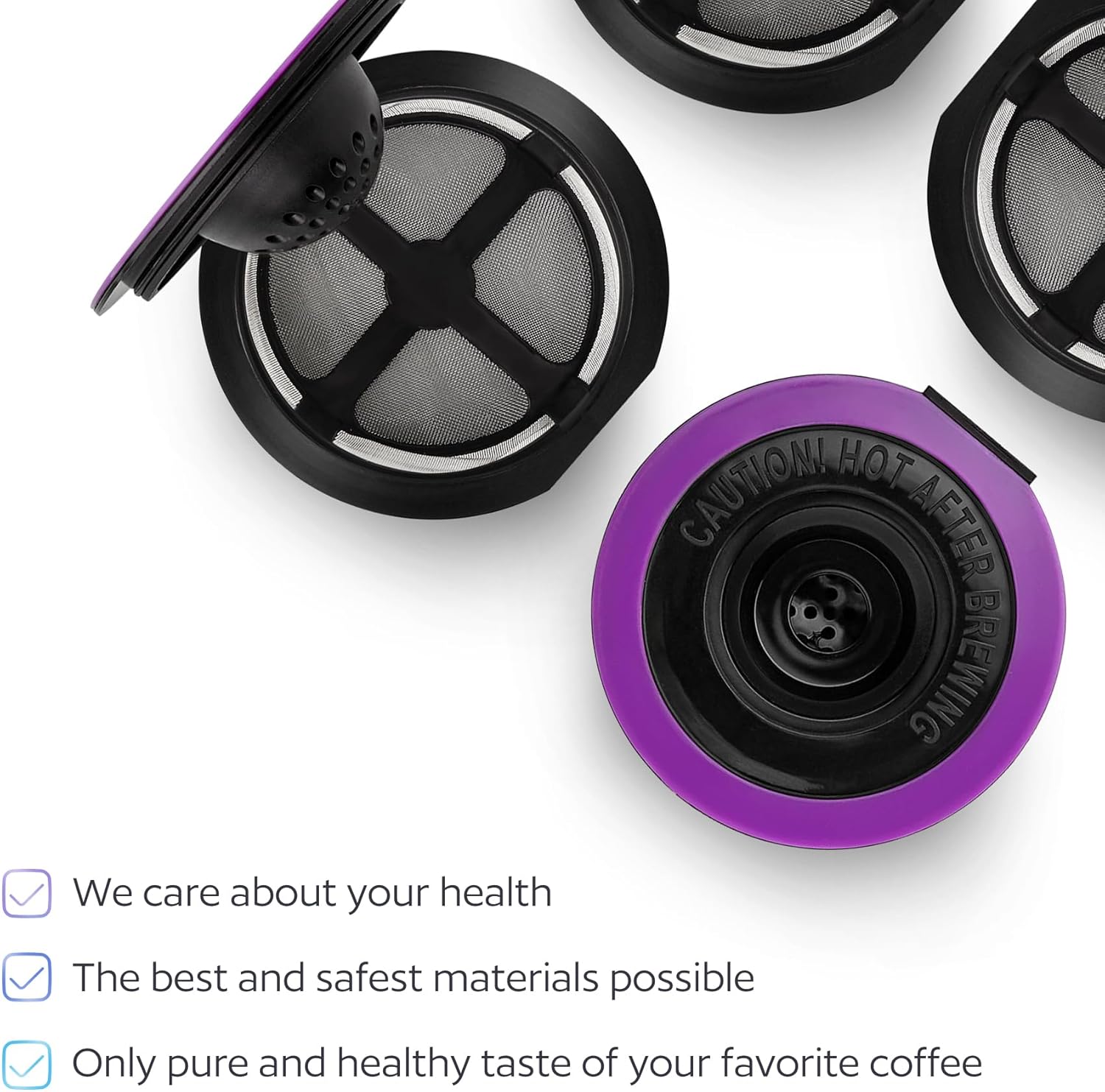 4 Black Reusable K Cups for Keurig Coffee Makers - Compatible with Keurig
