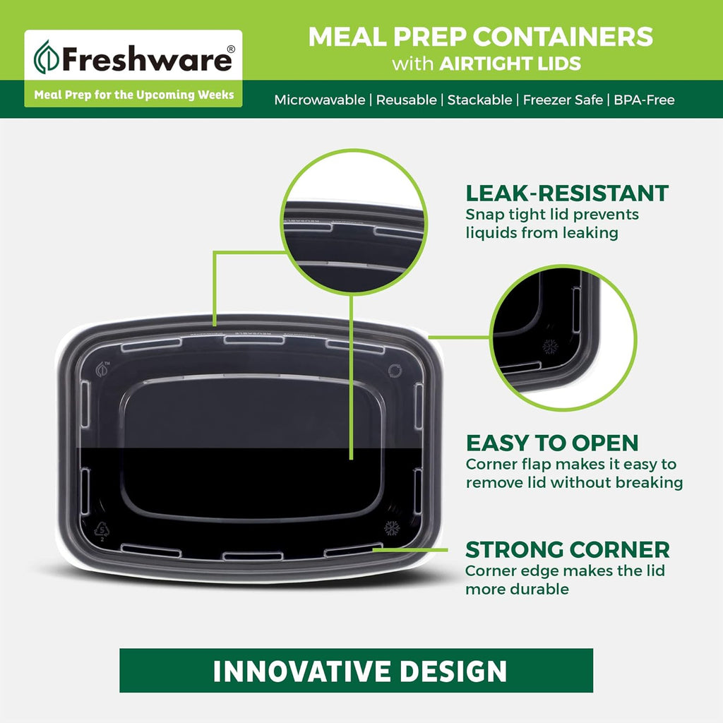 Freshware Meal Prep Containers 50 Pack 1 Compartment Food Storage Containers