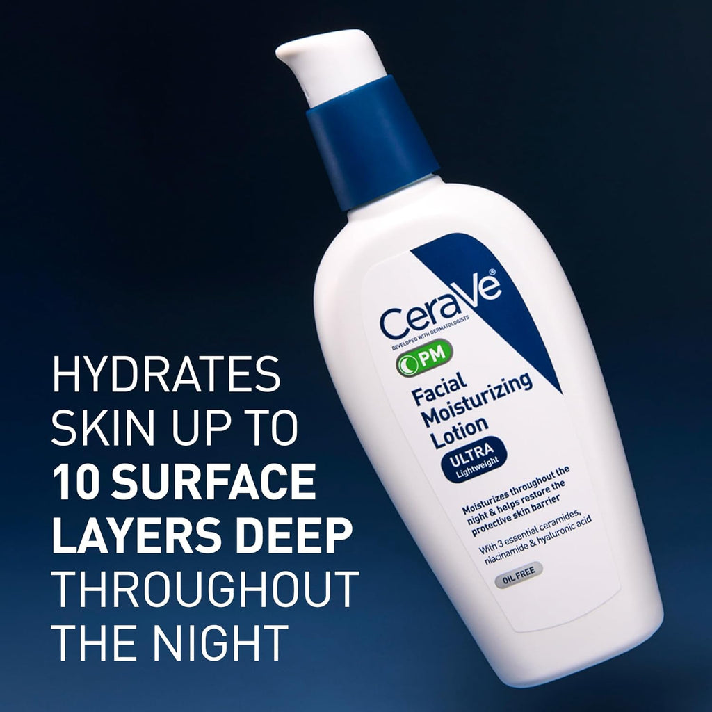 CeraVe PM Facial Moisturizing Lotion, Night Cream with Hyaluronic Acid and