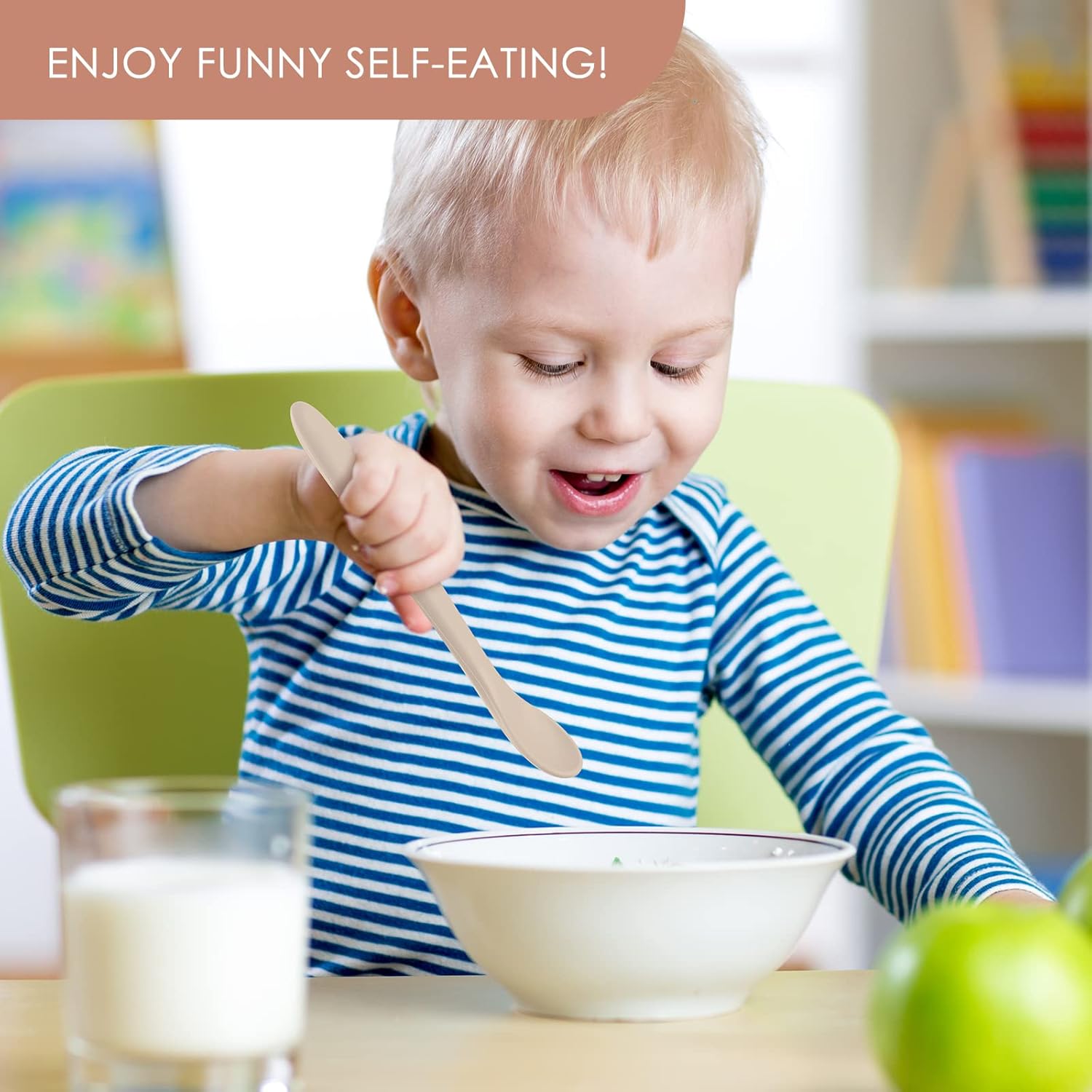 6-Piece Silicone Baby Feeding Spoons, First Stage Infant Spoons, Soft-Tip