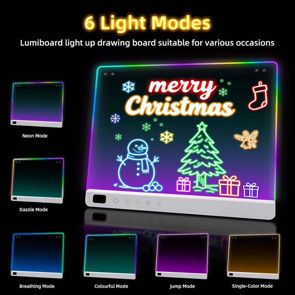 Led Drawing Board with 13 Light Effects, 16" Rechargeable Glow Doodle LED