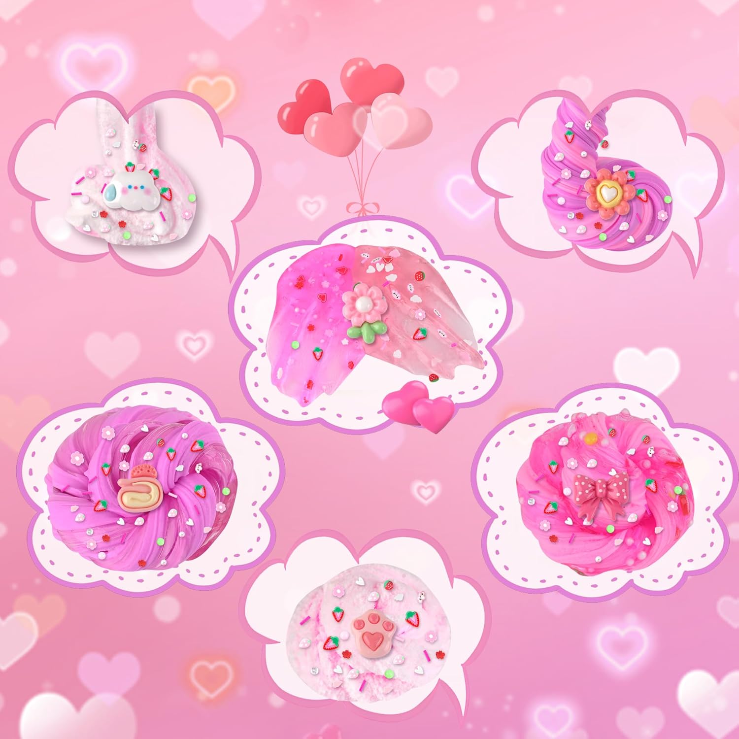6 Pack Slimes, Pink Slime Kids, Cloud Slime kit for Girls Ages 8-12, Toys for