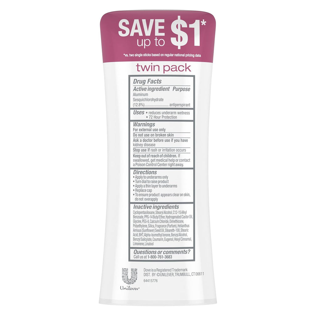 Dove Advanced Care Antiperspirant Caring Coconut, 2 Count Deodorant Stick for
