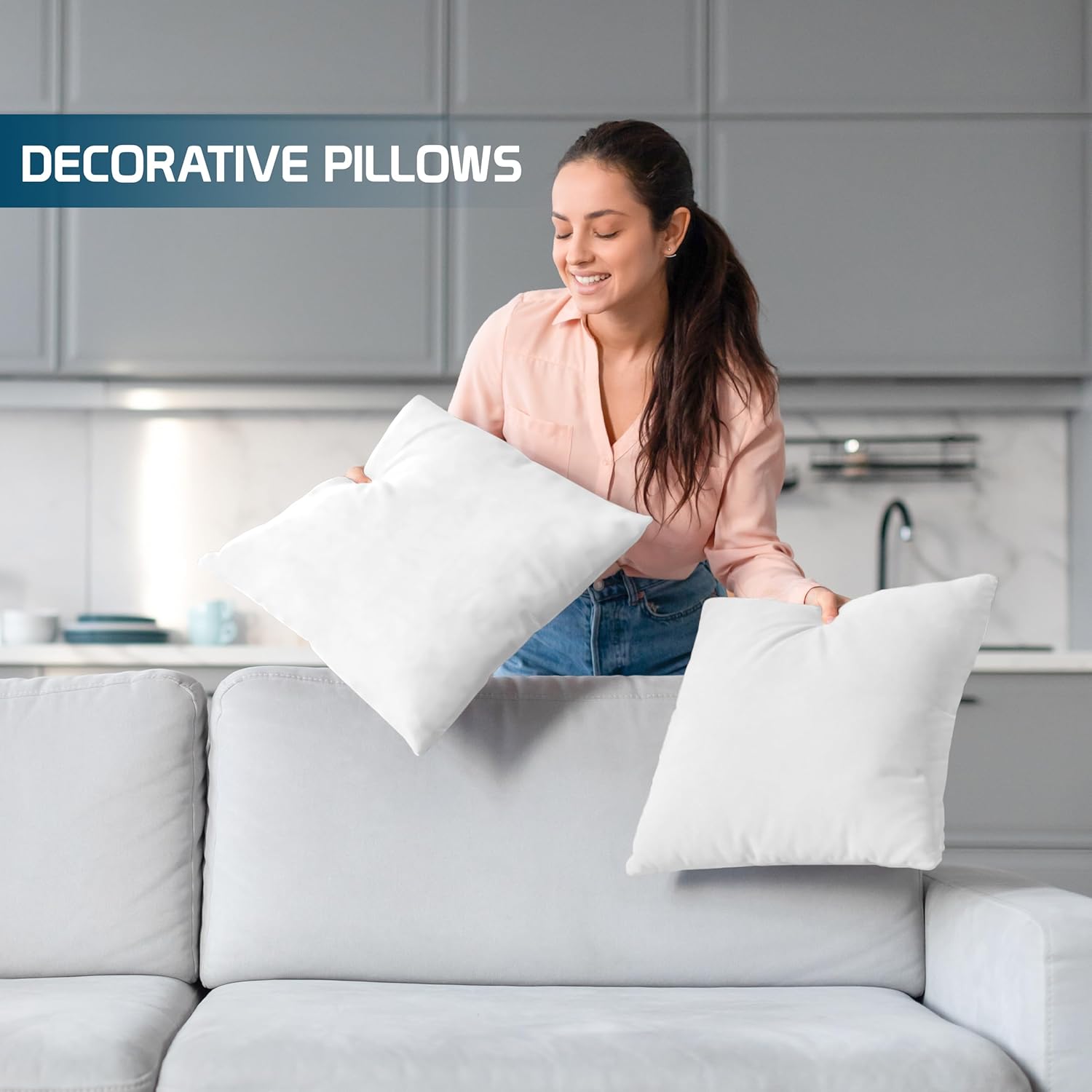 Utopia Bedding Throw Pillows (Set of 4, White) ‰ÛÒ 18 x 18 Inches Down
