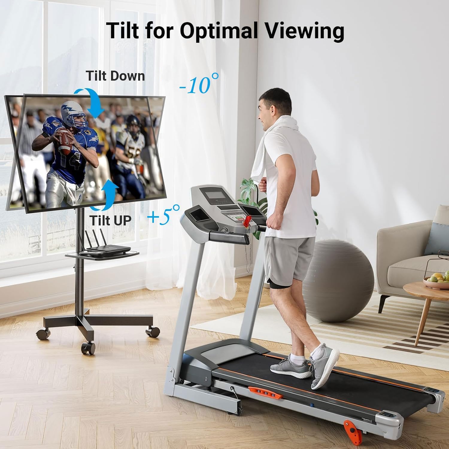 PERLESMITH Rolling TV Stand, Mobile TV Stand for 23-60 Inch LCD LED TVs, Tilt