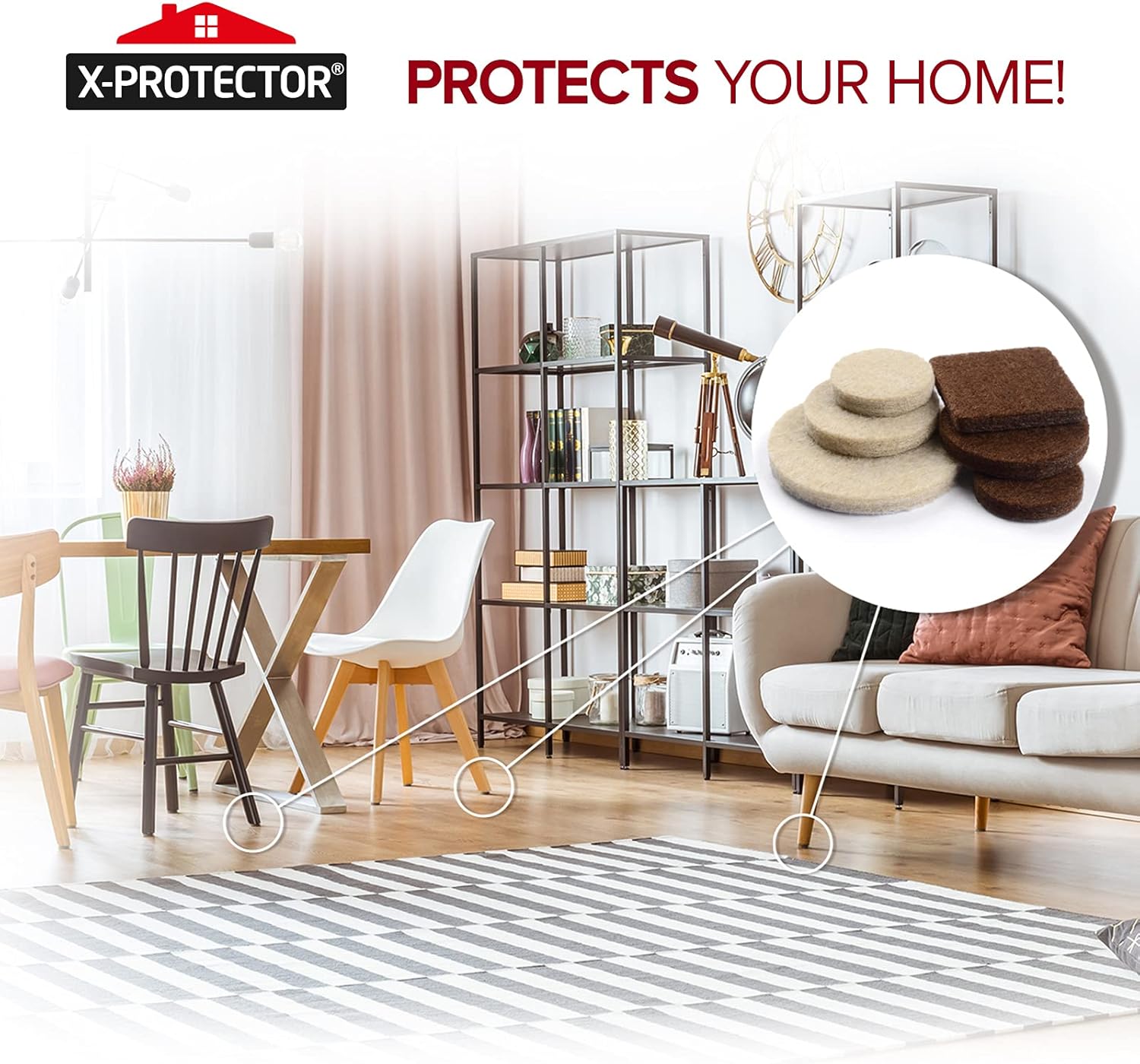 Felt Furniture Pads X-PROTECTOR 133 PCS Premium Furniture Pads - Felt Pads