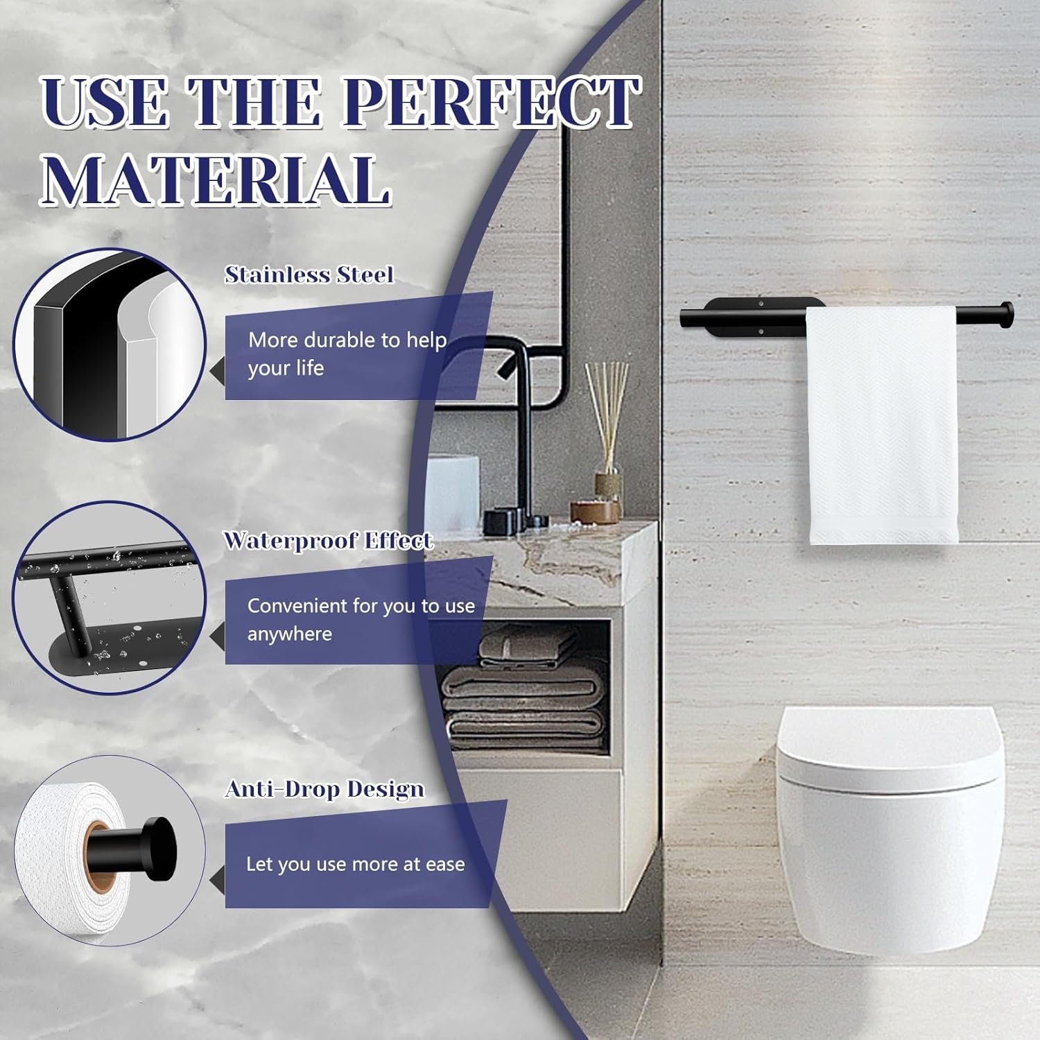 Paper Towel Holder, Self Adhesive or Drilling Paper Towel Holder Under