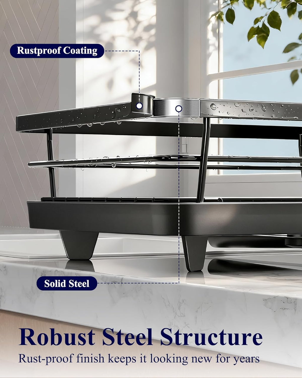 Kitsure Dish Drying Rack for Kitchen Counter, Stainless Steel Sink