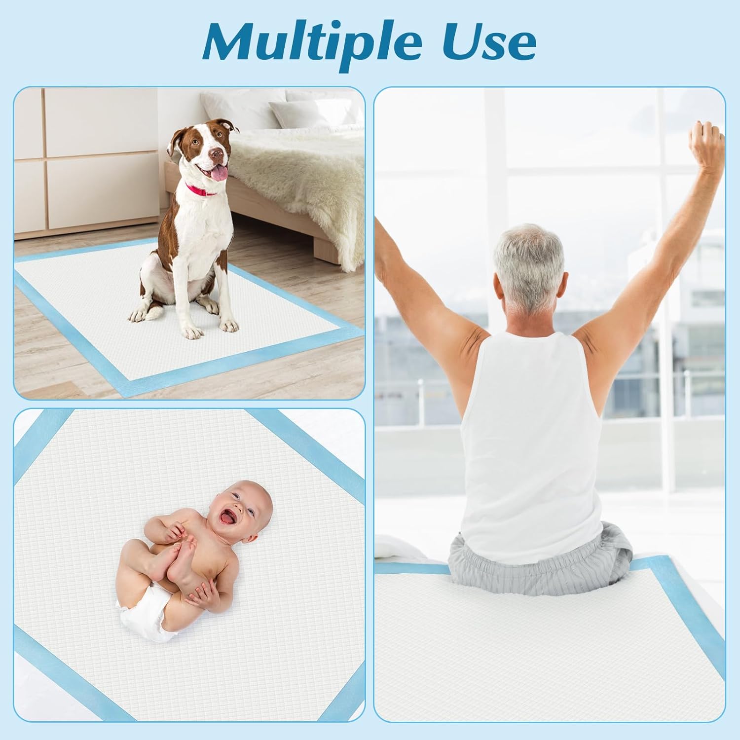 Wowflash Super Absorbency Disposable Leakproof Underpads with Quick Drying