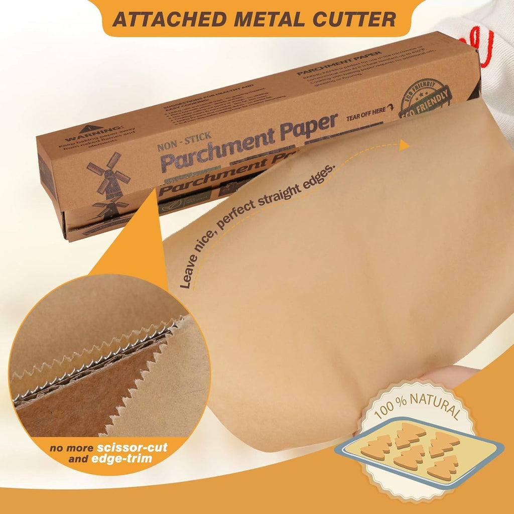 Unbleached 15 x 200 ft Parchment Baking Paper Roll - 250 Sq.Ft for Baking