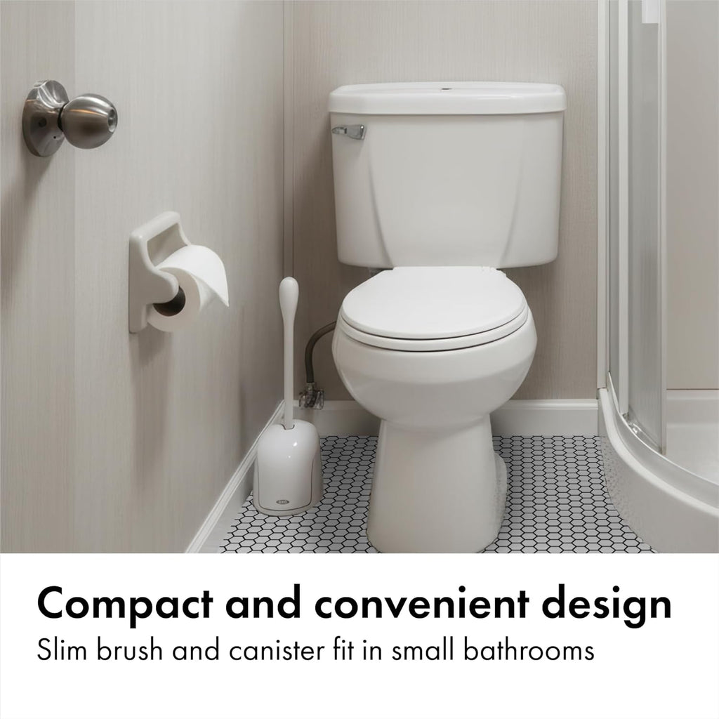 OXO Good Grips Compact Toilet Brush & Canister, Toilet Bowl Brush and Holder