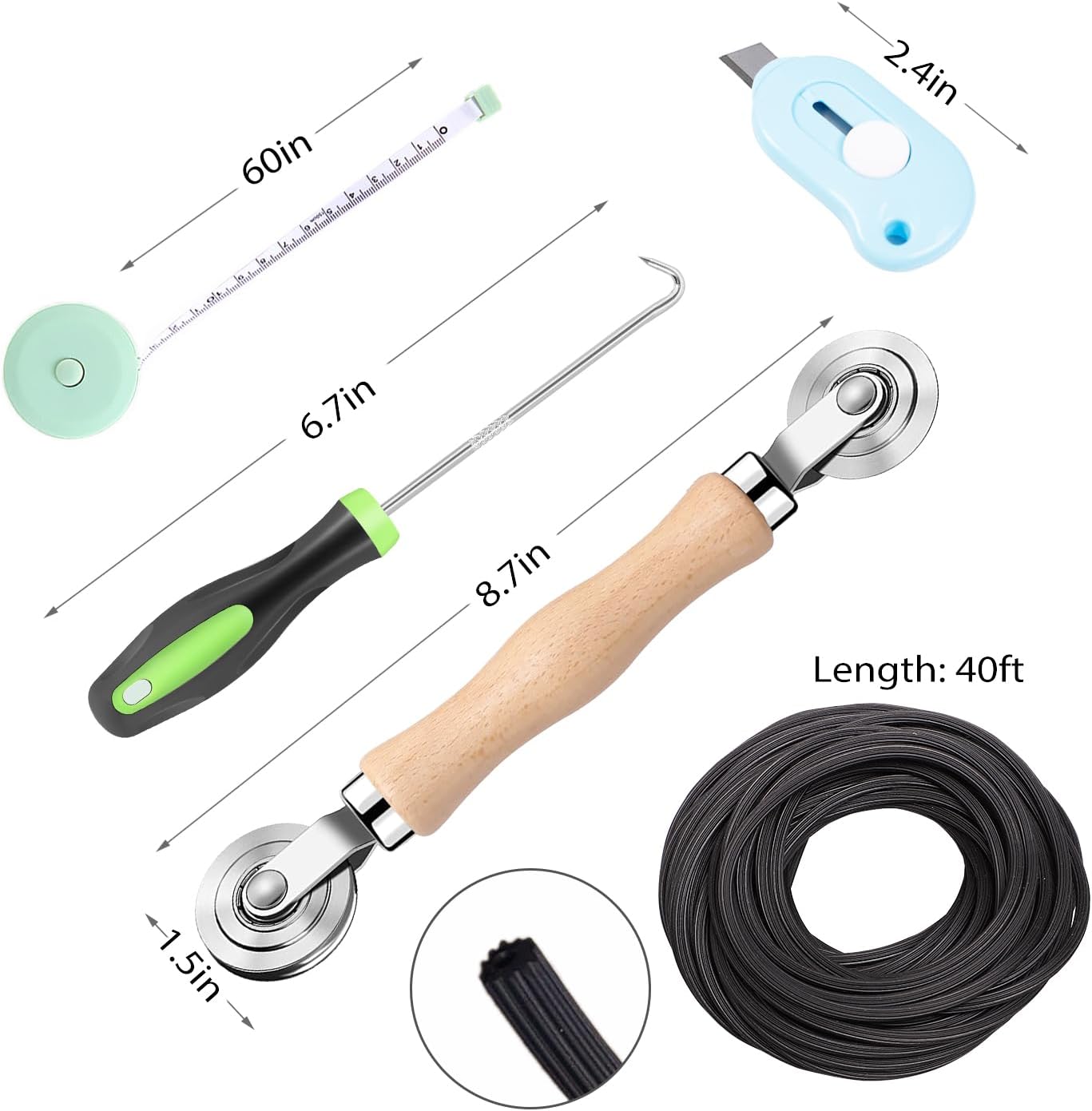 Windows Screen and Screen Door Repair Kit, 48"x118" Charcoal Fiberglass Mesh