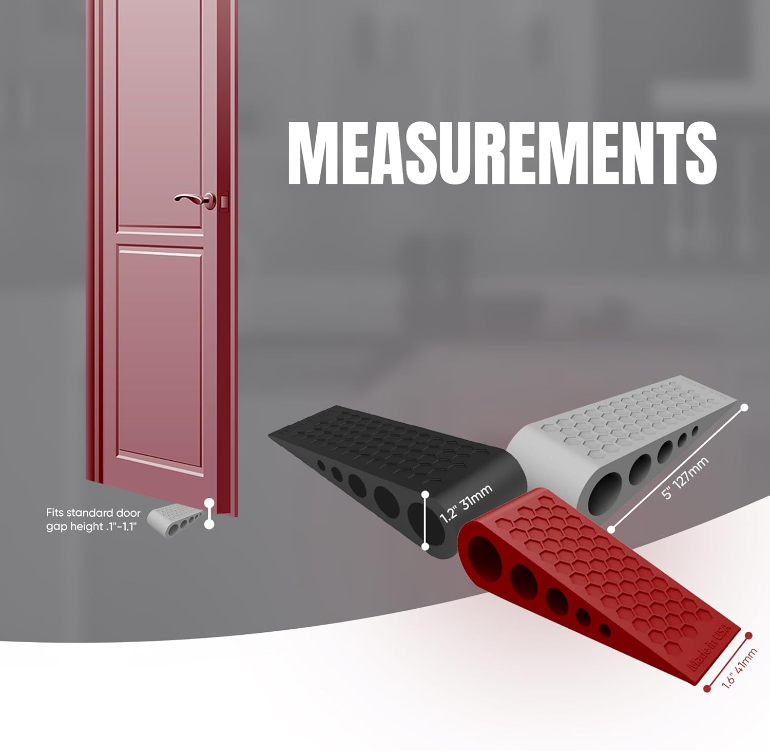 Door Stoppers for Bottom of Door Premium Floor Rubber Door Stop Wedge Made in