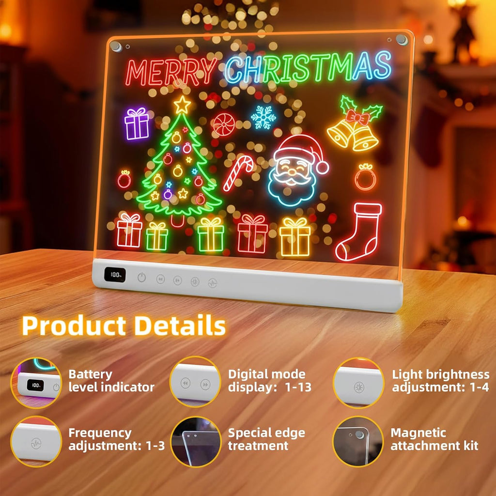 Led Drawing Board with 13 Light Effects, 16" Rechargeable Glow Doodle LED