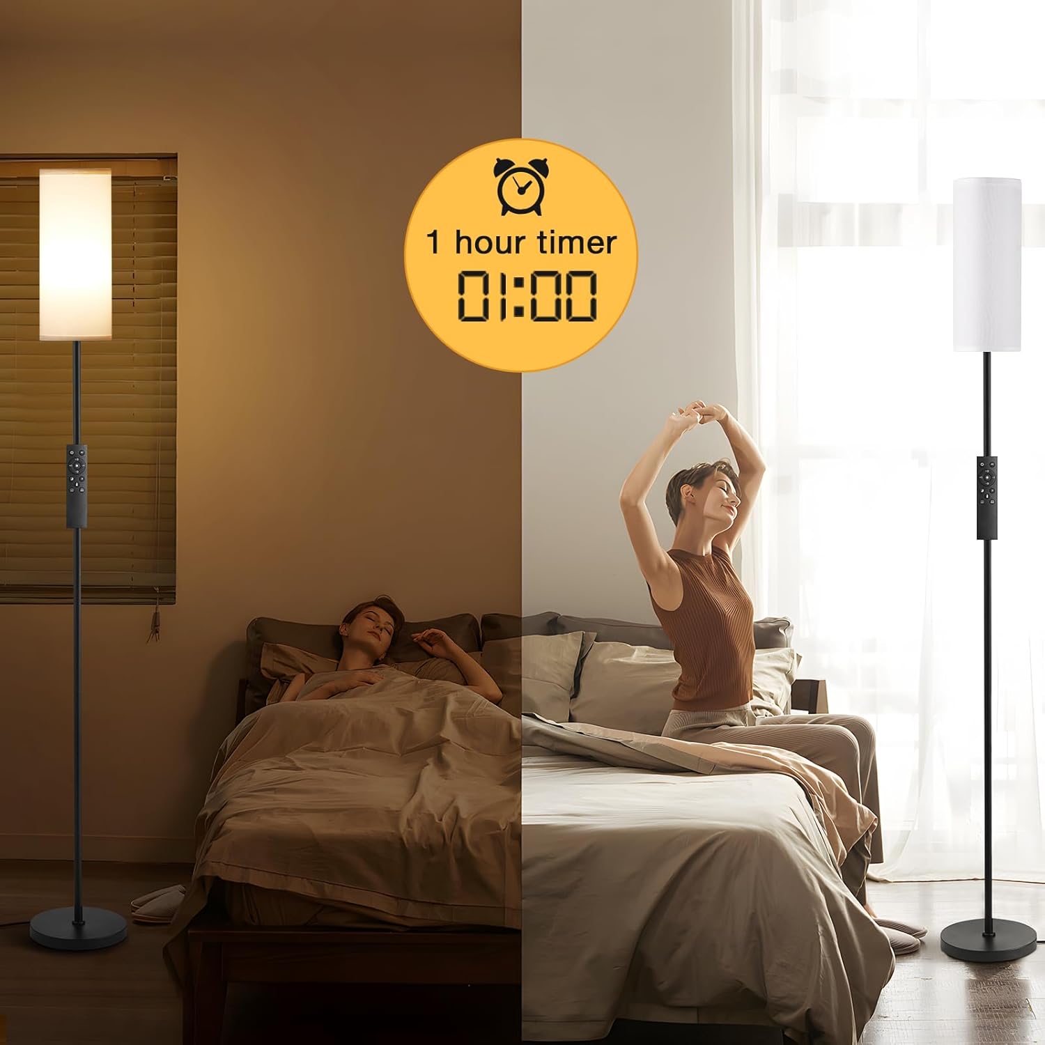 Ambimall Floor Lamps for Living Room, 64" Modern Floor Lamp with Remote
