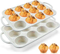 Vinino 2Pack Silicone Muffin Pan for Baking with Metal Reinforced Frame, 12