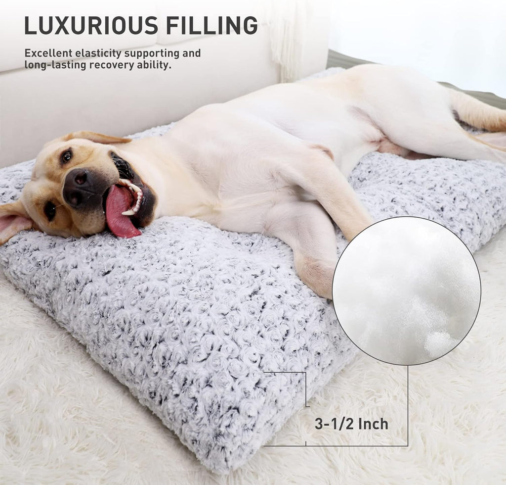 KSIIA Washable Dog Bed Deluxe Plush Dog Crate Beds Comfy Kennel Pad Anti-Slip