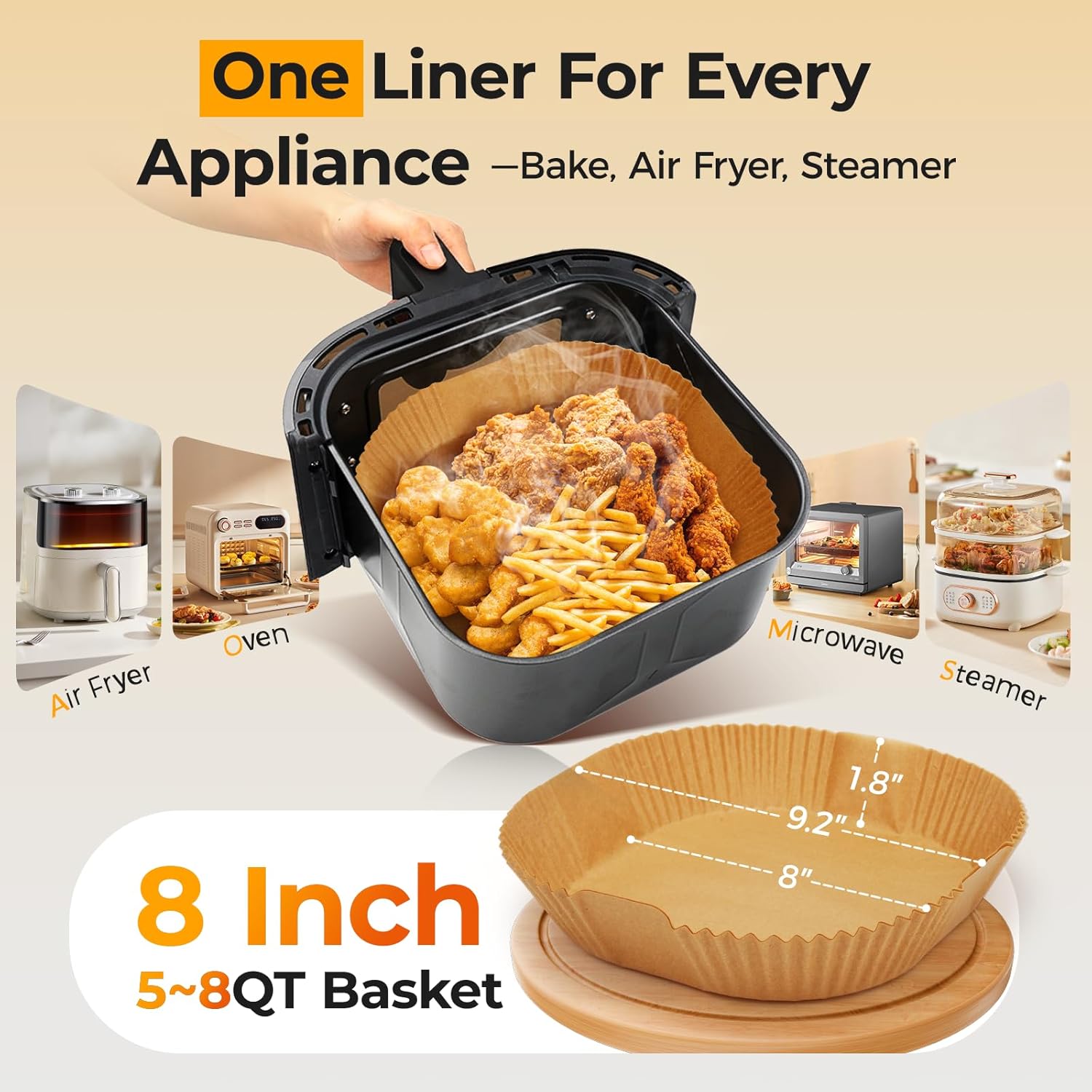 Air Fryer Paper Liners, 125Pcs Parchment Paper, Air Fryer Liners Disposable
