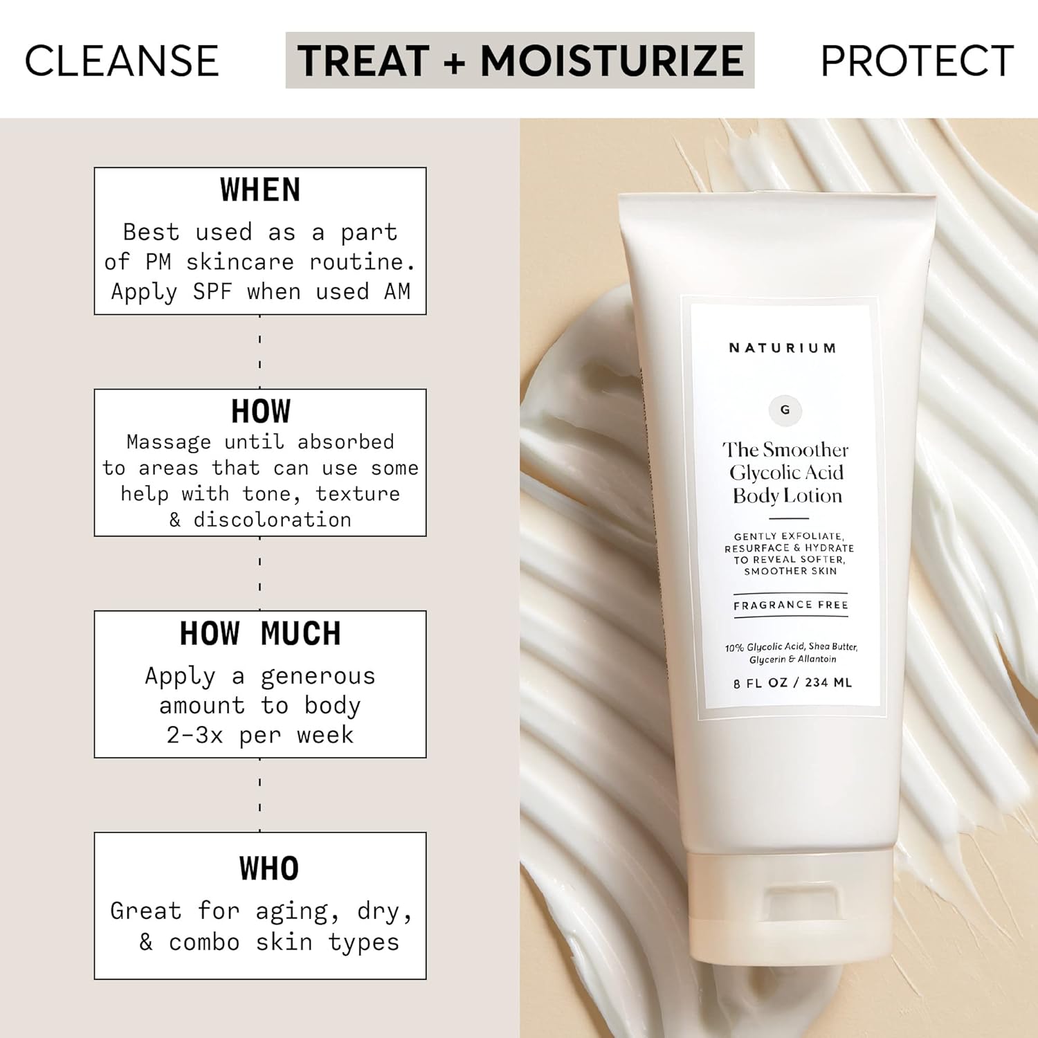 Naturium The Smoother Glycolic Acid Body Lotion, Resurfacing & Exfoliating