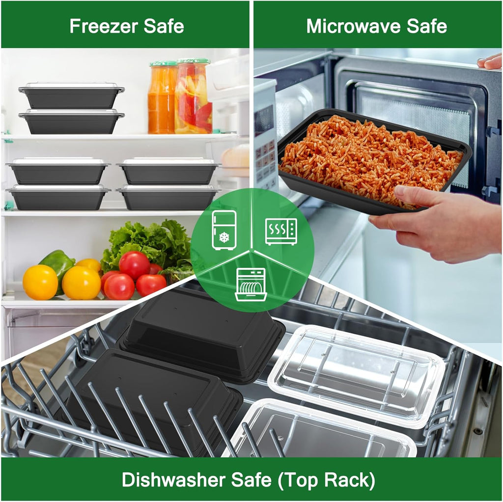50 Pack (100-Piece) 32 oz Meal Prep Containers Reusable with Easy Open Lids