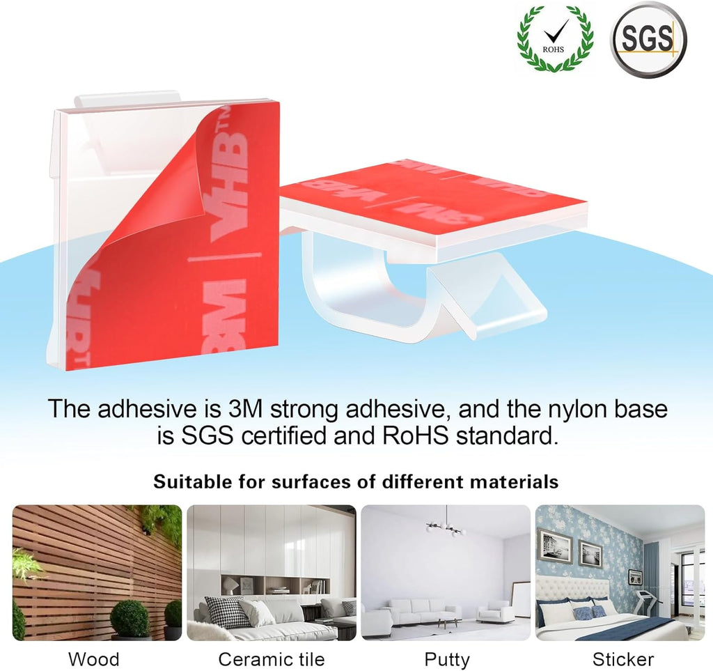 60 PCS XHF 5/8‰۝ Adhesive Cable Wire Clips Clear, Outdoor Christmas Light