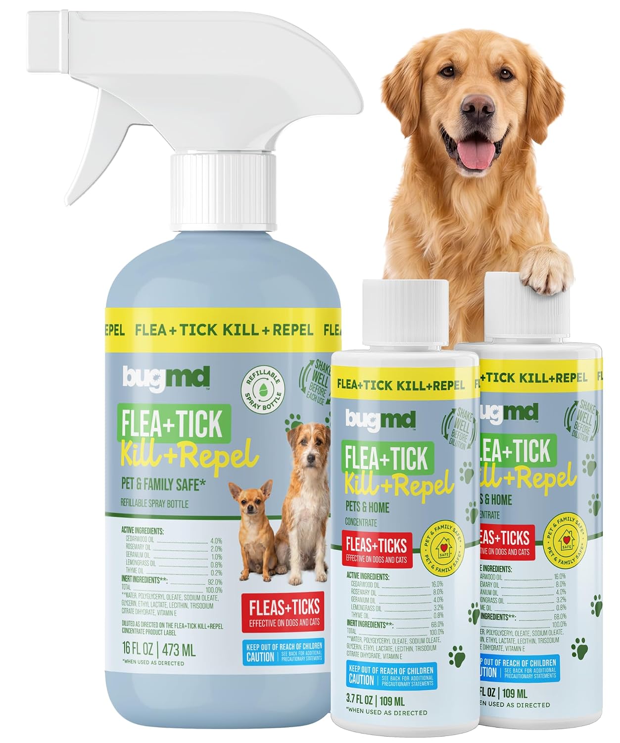 BugMD Flea and Tick Spray for Dogs - Kills & Repels on Contact
