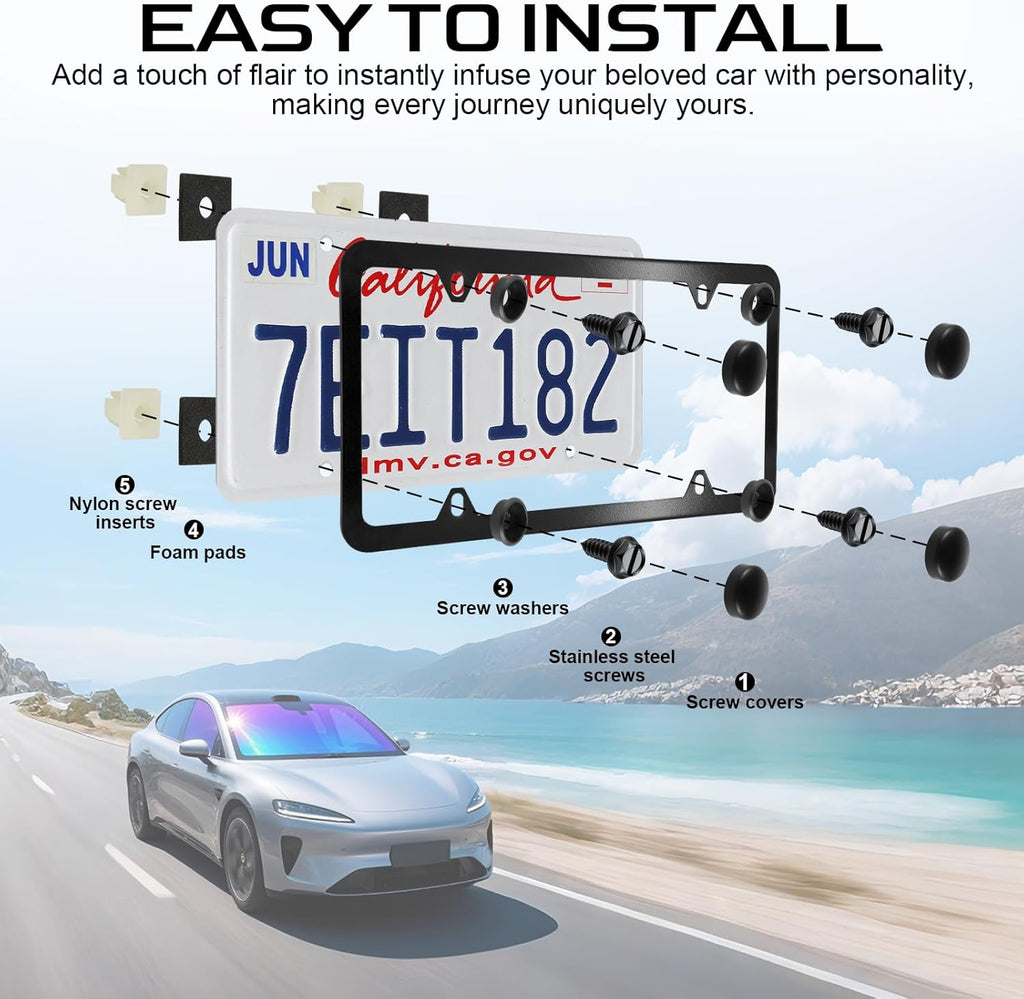 LivTee Rustproof License Plate Screws for Securing License Plates Frames and
