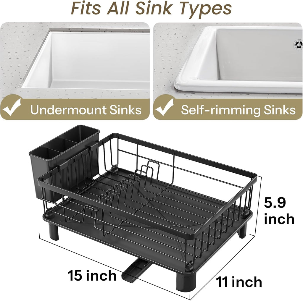 SNTD Dish Drying Rack - Space-Saving Dish Rack for Kitchen Counter, Stainless