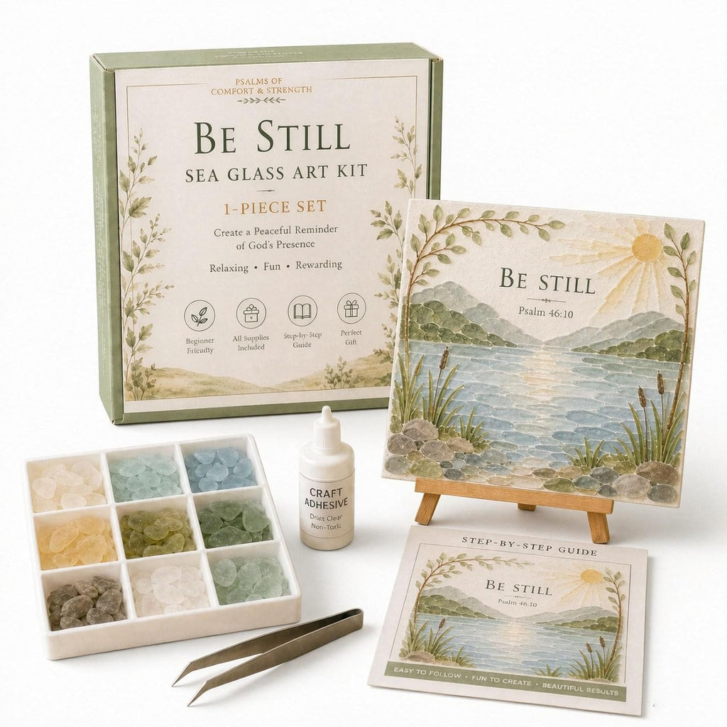 Psalms of Comfort & Strength Sea Glass Art Kit, Christian DIY Craft Kit with